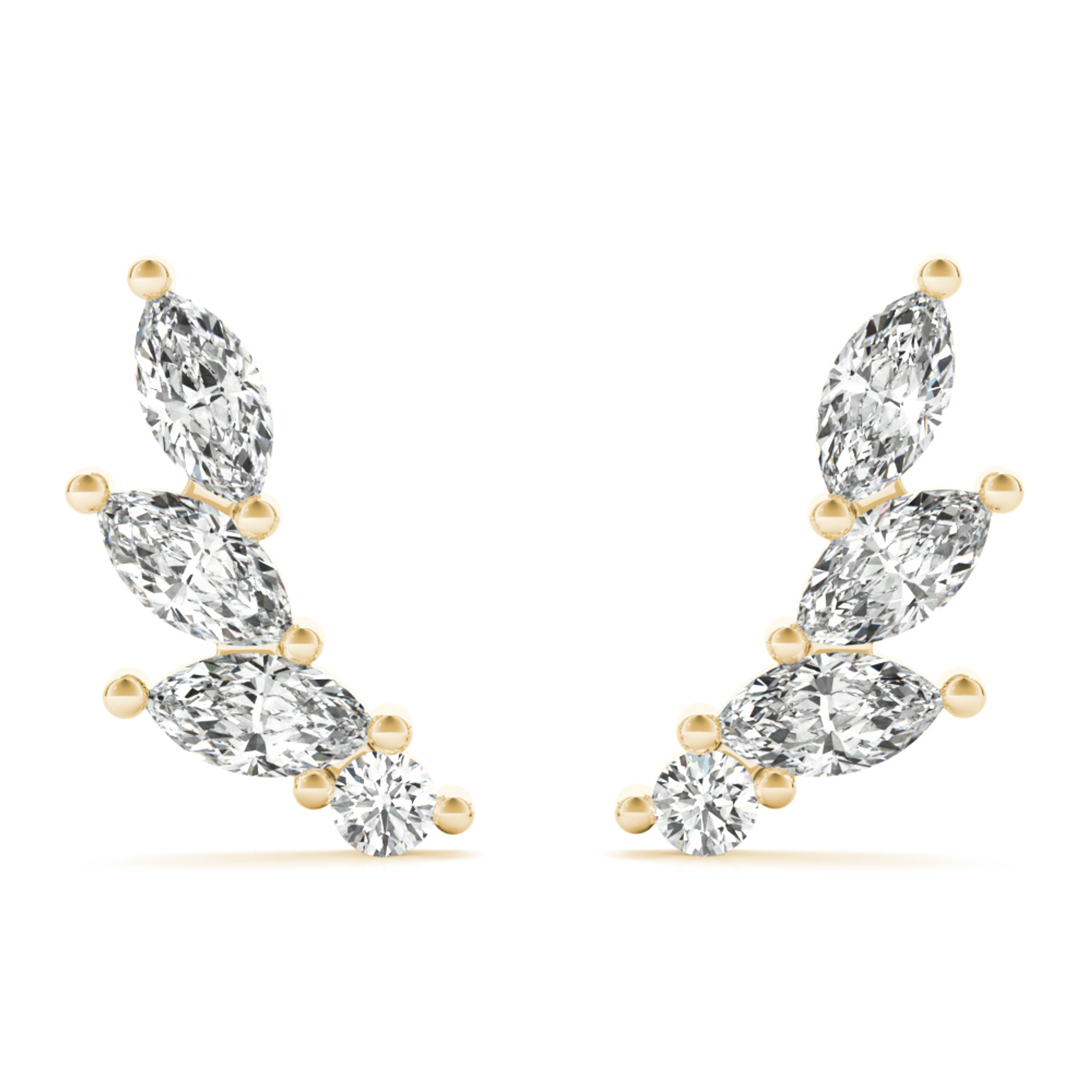Diamond Vine Ear Climber Stud Earrings in 14k Yellow Gold - Filigree  Jewelers
